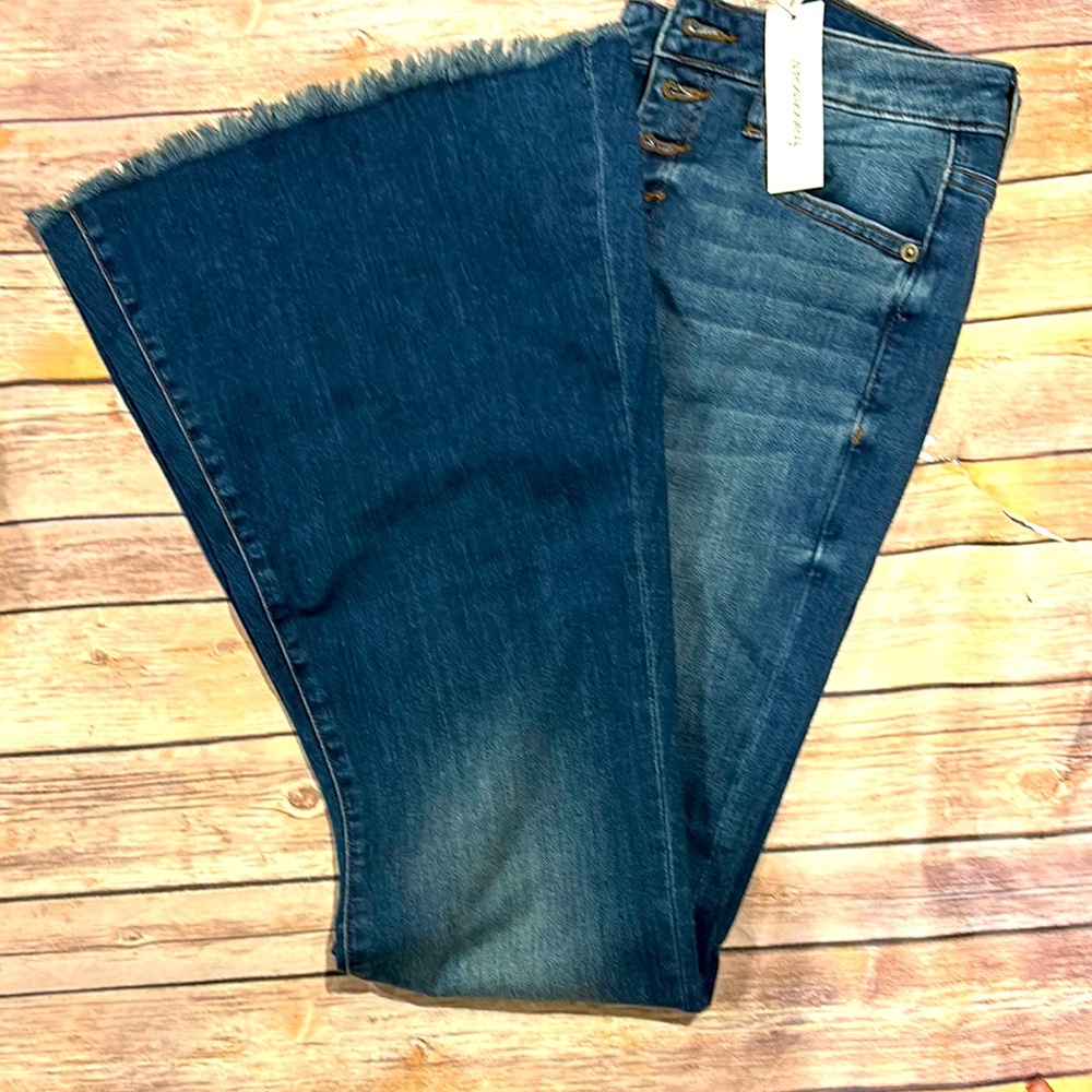 Harper Heritage NWT button fly bell denim size 27 raw edge hem boho vibe jeans